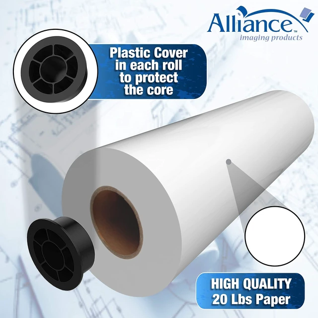 Alt view image 5 of 7 - Wide Format Paper 24" x 150' CAD Bond Rolls (20lb | 4 Rolls, 24 In x 150 Ft | 2" Core)