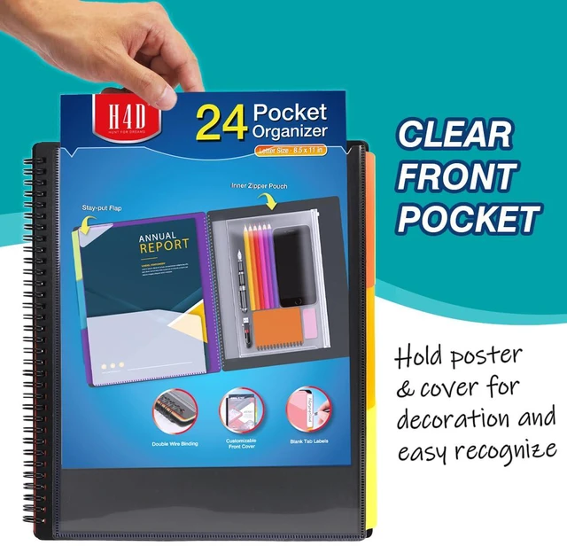 Alt view image 3 of 7 - 24 Pocket Poly Project Organizer, Multi Pocket Folder, Primary Colors Spiral, Multi-Subject, Letter Size