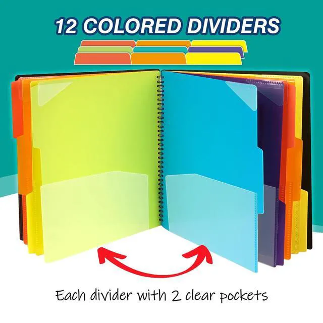Alt view image 4 of 7 - 24 Pocket Poly Project Organizer, Multi Pocket Folder, Primary Colors Spiral, Multi-Subject, Letter Size