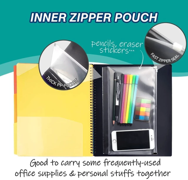 Alt view image 6 of 7 - 24 Pocket Poly Project Organizer, Multi Pocket Folder, Primary Colors Spiral, Multi-Subject, Letter Size