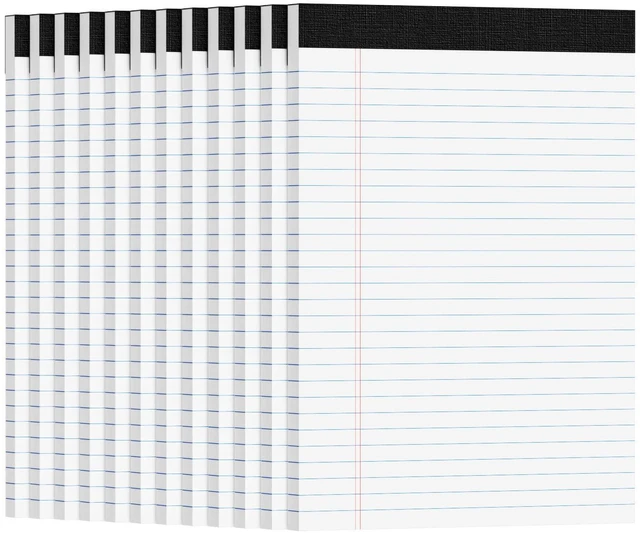 Main image of 12pcs Legal Pads 8.5 x 11, White Notepads 8.5 x 11, Perforate College Ruled 30 Sheets/Pack, White Note Pads Clear Print Writing Pads of Paper, Legal Notepads Paper, Sturdy Back, Thick Paper