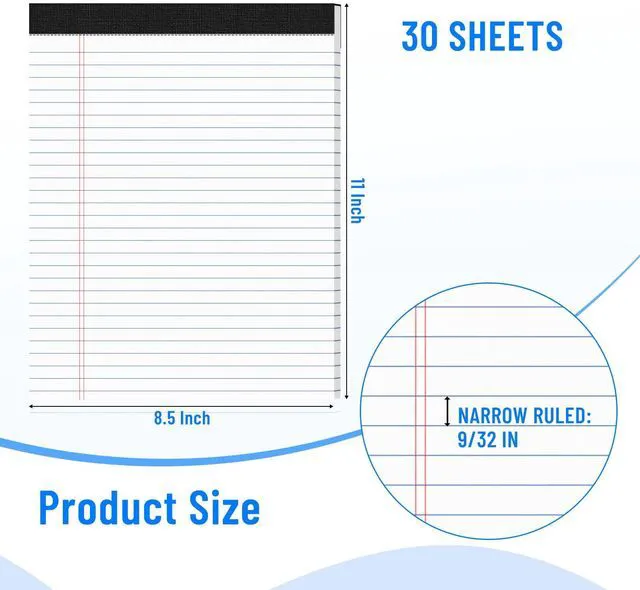 Alt view image 2 of 7 - 12pcs Legal Pads 8.5 x 11, White Notepads 8.5 x 11, Perforate College Ruled 30 Sheets/Pack, White Note Pads Clear Print Writing Pads of Paper, Legal Notepads Paper, Sturdy Back, Thick Paper