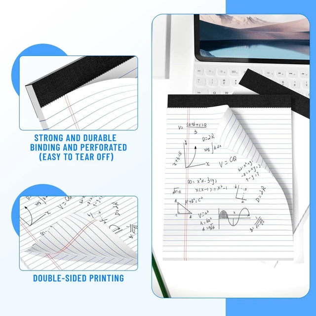 Alt view image 4 of 7 - 12pcs Legal Pads 8.5 x 11, White Notepads 8.5 x 11, Perforate College Ruled 30 Sheets/Pack, White Note Pads Clear Print Writing Pads of Paper, Legal Notepads Paper, Sturdy Back, Thick Paper