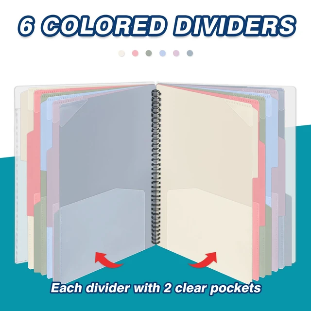 Alt view image 4 of 7 - 24 Pocket Poly Project Organizer, Multi Pocket Folder, Pastel Colors Spiral, Multi-Subject, Letter Size