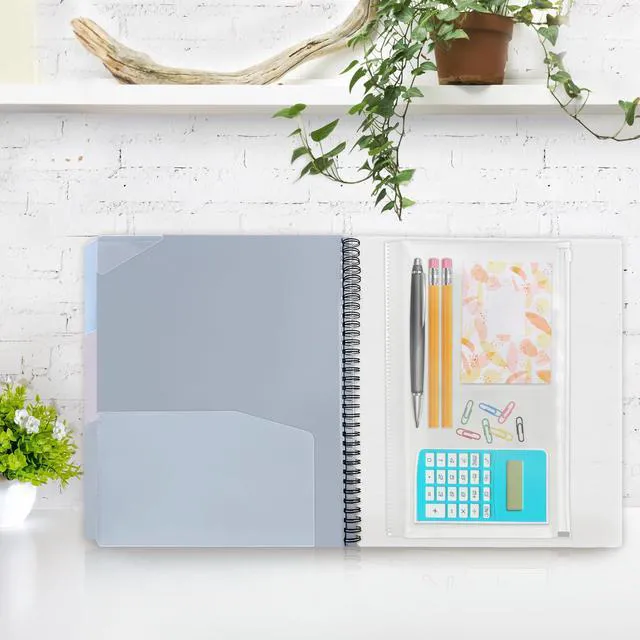 Alt view image 6 of 7 - 24 Pocket Poly Project Organizer, Multi Pocket Folder, Pastel Colors Spiral, Multi-Subject, Letter Size