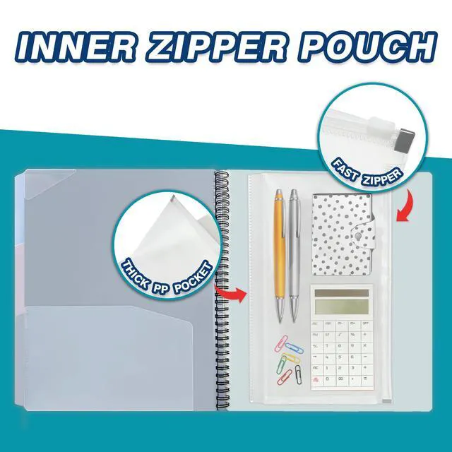 Alt view image 7 of 7 - 24 Pocket Poly Project Organizer, Multi Pocket Folder, Pastel Colors Spiral, Multi-Subject, Letter Size