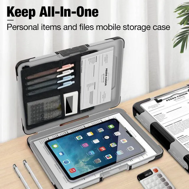 Alt view image 4 of 7 - Toughest Clipboard with Storage, Clip Boards 8.5x11 with Pen Pouch Rubber Corner, Heavy Duty, Extra Nylon Pouch, High Capacity, Organization Box Case for Contractor Trucker Driver, Letter Size