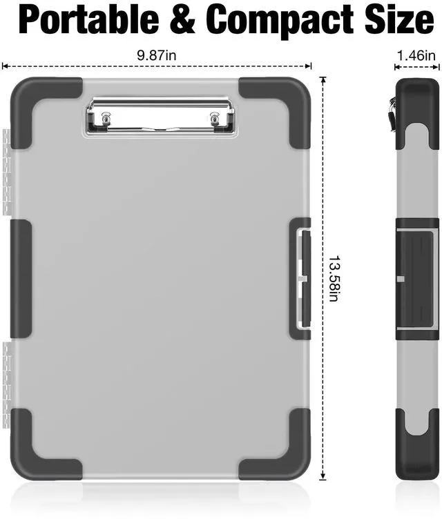 Alt view image 6 of 7 - Toughest Clipboard with Storage, Clip Boards 8.5x11 with Pen Pouch Rubber Corner, Heavy Duty, Extra Nylon Pouch, High Capacity, Organization Box Case for Contractor Trucker Driver, Letter Size