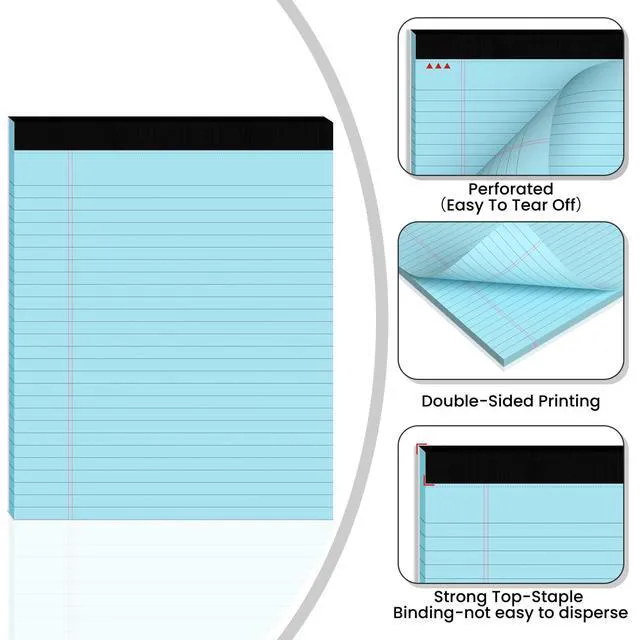 Alt view image 3 of 6 - 10pcs Legal Pads 8.5 x 11, Color Notepads 8.5 x 11 In, Perforate Wide Ruled 30 Sheets/Pack, Colored Note Pads Clear Print Writing Pads of Paper, Legal Notepads Paper, Sturdy Back, Thick Paper