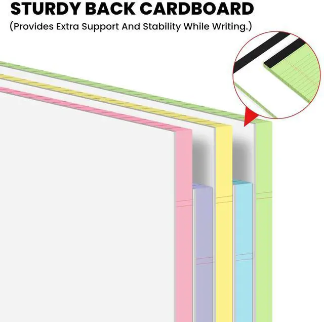 Alt view image 4 of 6 - 10pcs Legal Pads 8.5 x 11, Color Notepads 8.5 x 11 In, Perforate Wide Ruled 30 Sheets/Pack, Colored Note Pads Clear Print Writing Pads of Paper, Legal Notepads Paper, Sturdy Back, Thick Paper