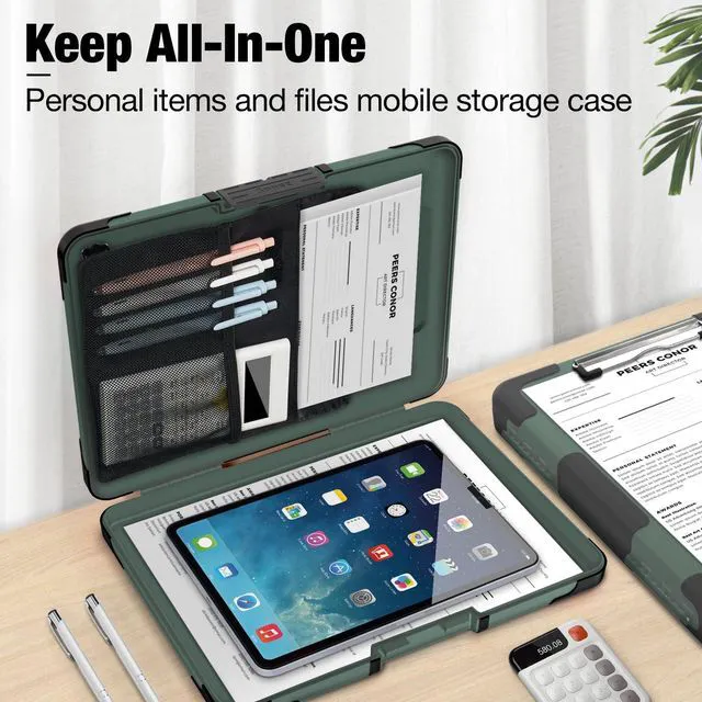 Alt view image 4 of 7 - Toughest Clipboard with Storage, Clip Boards 8.5x11 with Pen Pouch Rubber Corner, Heavy Duty, Extra Nylon Pouch, High Capacity, Organization Box Case for Contractor Trucker Driver, Letter Size