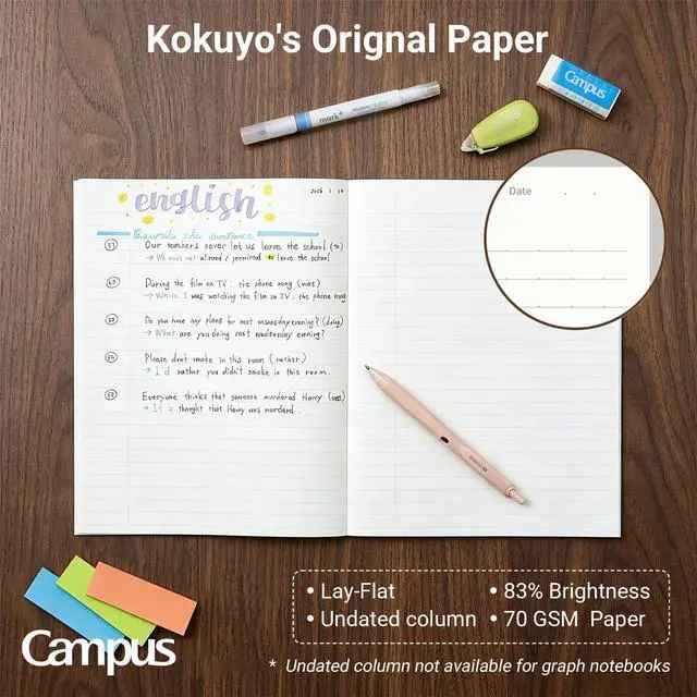 Alt view image 3 of 7 - Composition Notebooks, 3 Pack Campus 9-3/4" x 7-1/2" Comp Book with Graph Paper 5x5, 80 Sheets, Pink Blue Lavender Journal Notebook for School Work Study Note Taking (WSG-NO-308CG3×3)