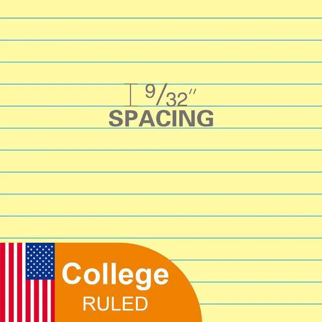 Alt view image 3 of 6 - Loose Leaf Notebook Paper, College Ruled, 300 Sheets Per Lined Paper, 8" x 10.5", 3 Hole Punched for 3 Ring Binder, Canary, Made In USA