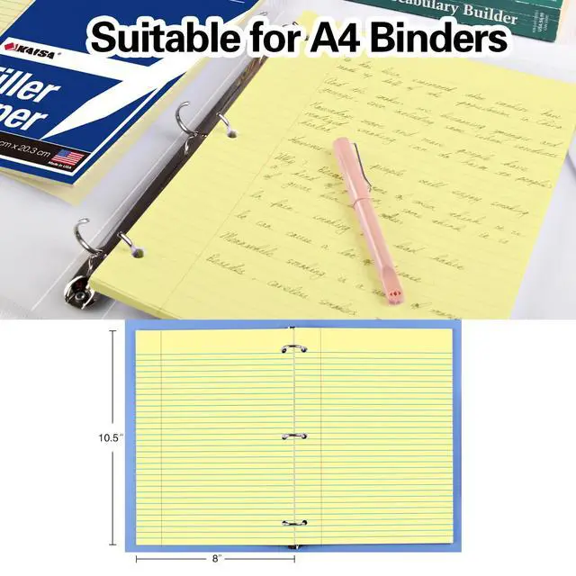 Alt view image 4 of 6 - Loose Leaf Notebook Paper, College Ruled, 300 Sheets Per Lined Paper, 8" x 10.5", 3 Hole Punched for 3 Ring Binder, Canary, Made In USA