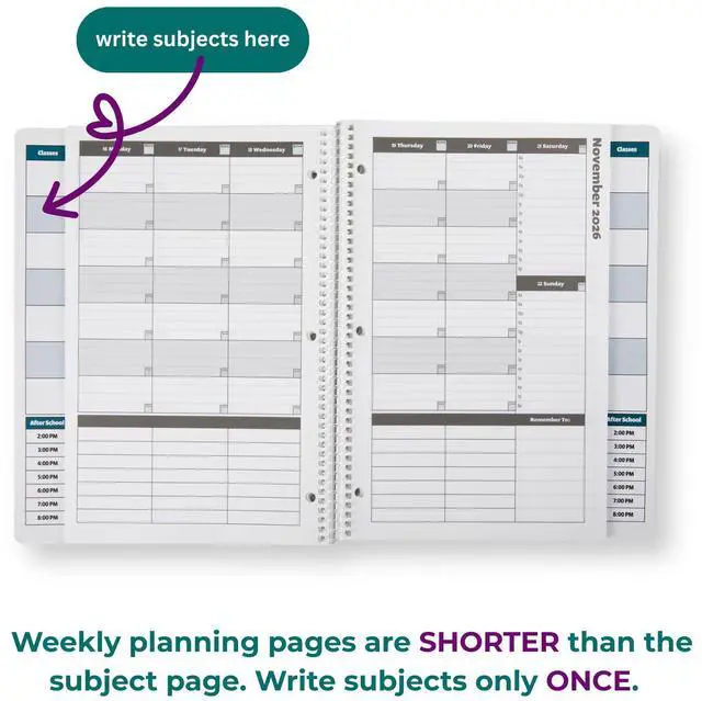 Alt view image 2 of 7 - Academic Planner 2026-2027 Student Planner 8.5 x11 White
