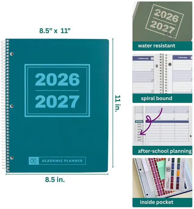 Alt view image 3 of 7 - Academic Planner 2026-2027 Student Planner 8.5 x11 White