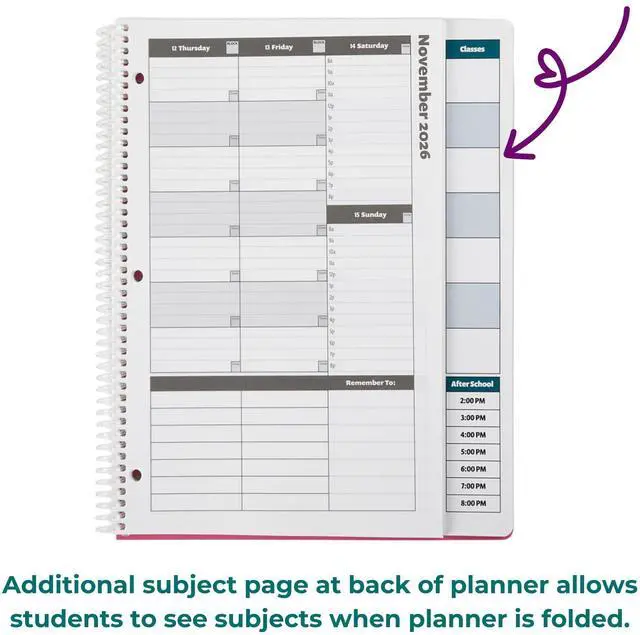 Alt view image 4 of 7 - Academic Planner 2026-2027 Student Planner 8.5 x11 White