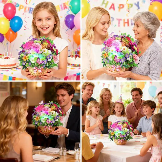 Alt view image 5 of 6 - Birthday Cards with Light & Music, 3D Pop Up Happy Birthday Card for Women Daisy and Butterfly,10 Inch Bouquet Card, Birthday Gift Card for Wife Mom Daughter Sister (Blank Notecard & Envelope)