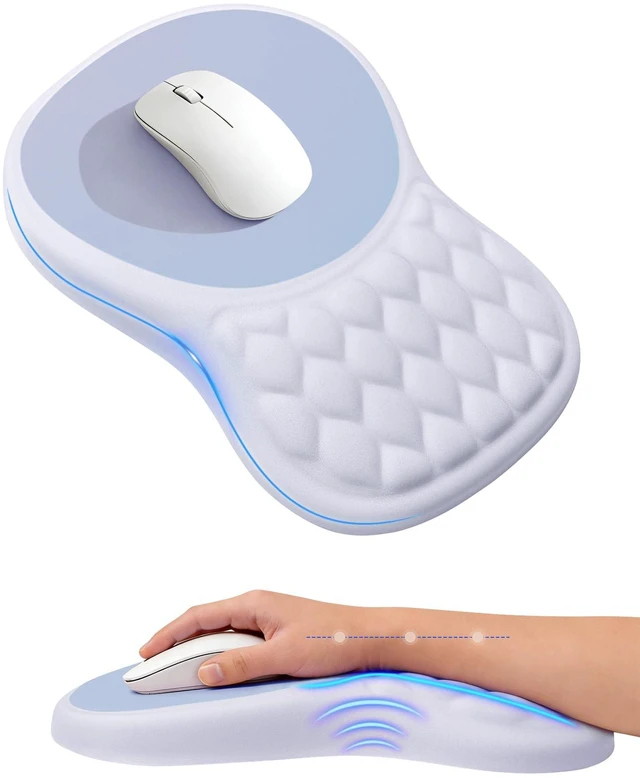 Main image of Ergonomic Mouse Pad with Sloped Memory Foam Wrist Rest 3D Textured Wrist Cushion, Smooth Lycra Surface, Non-Slip PU Base, Comfortable Support for Office/Home Computer Desks