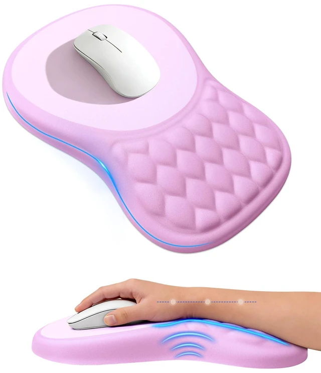 Main image of Ergonomic Mouse Pad with Sloped Memory Foam Wrist Rest 3D Textured Wrist Cushion, Smooth Lycra Surface, Non-Slip PU Base, Comfortable Support for Office/Home Computer Desks