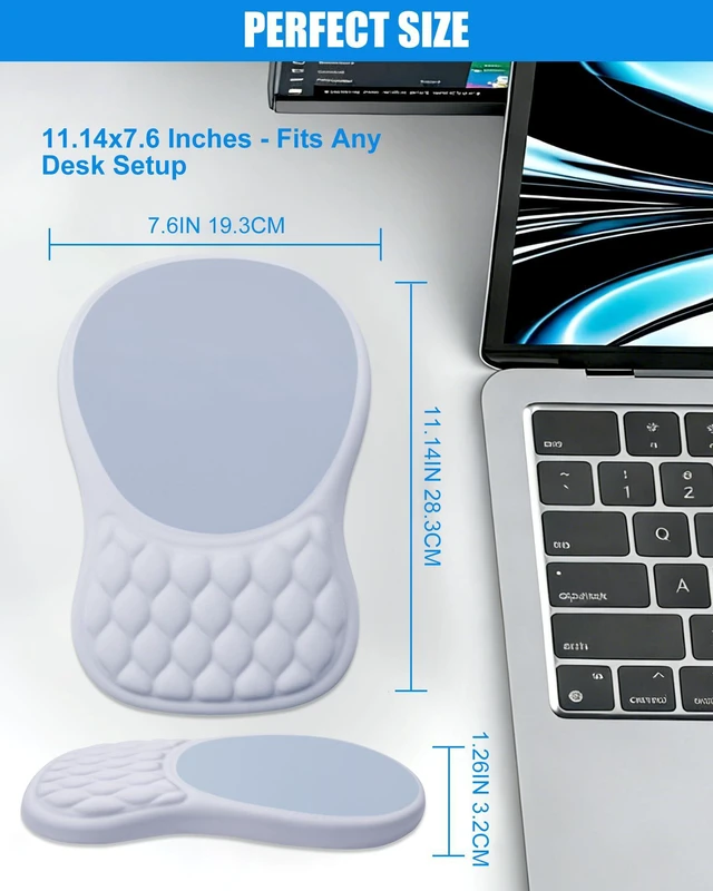 Alt view image 7 of 7 - Ergonomic Mouse Pad with Sloped Memory Foam Wrist Rest 3D Textured Wrist Cushion, Smooth Lycra Surface, Non-Slip PU Base, Comfortable Support for Office/Home Computer Desks