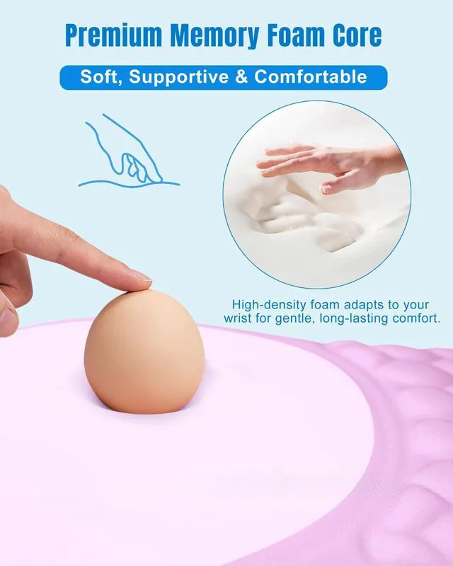 Alt view image 3 of 7 - Ergonomic Mouse Pad with Sloped Memory Foam Wrist Rest 3D Textured Wrist Cushion, Smooth Lycra Surface, Non-Slip PU Base, Comfortable Support for Office/Home Computer Desks