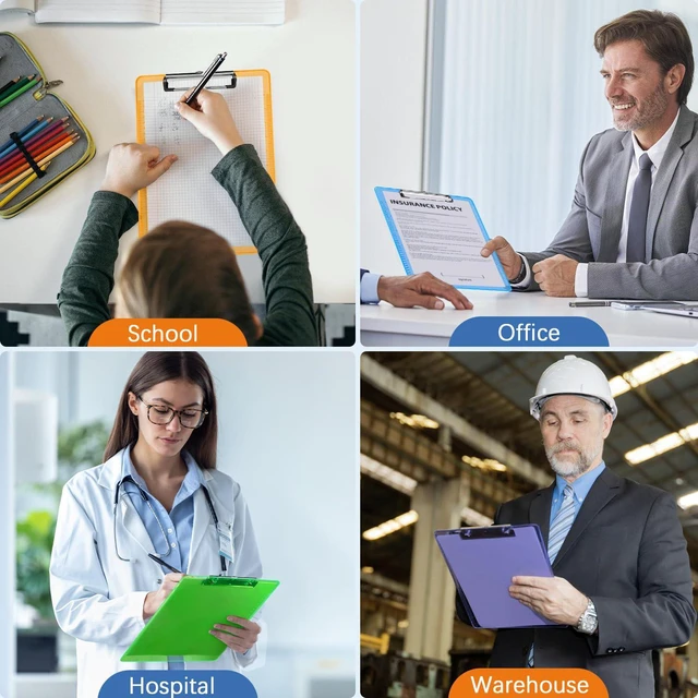 Alt view image 7 of 7 - Plastic Clipboards 20 Pack A4/Letter Size (8.5x11 Inch) - Transparent Colored Writing Boards with Low-Profile Clips & Hanging Loops, Lightweight & Sturdy for Office, School, Art Projects