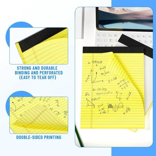 Alt view image 4 of 7 - 12pcs Legal Pads 8.5 x 11, Yellow Notepads 8.5 x 11 Perforate College Ruled 30 Sheets/Pack, Yellow Note Pads Clear Print Writing Pads of Paper, Legal Notepads Paper, Sturdy Back, Thick Paper