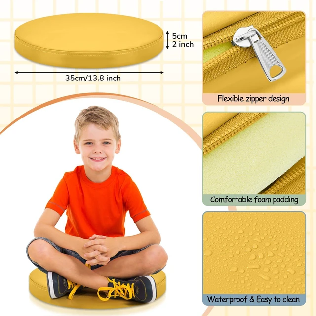 Alt view image 2 of 7 - 8 Pcs Floor Cushions Kids, Boho Color, 13.8 x 13.8 x 2 Inch Extra Thick 2" Flexible Seating Classroom, Assorted Colored Floor Pillow, Soft Round Cushions for Kids Students Office School