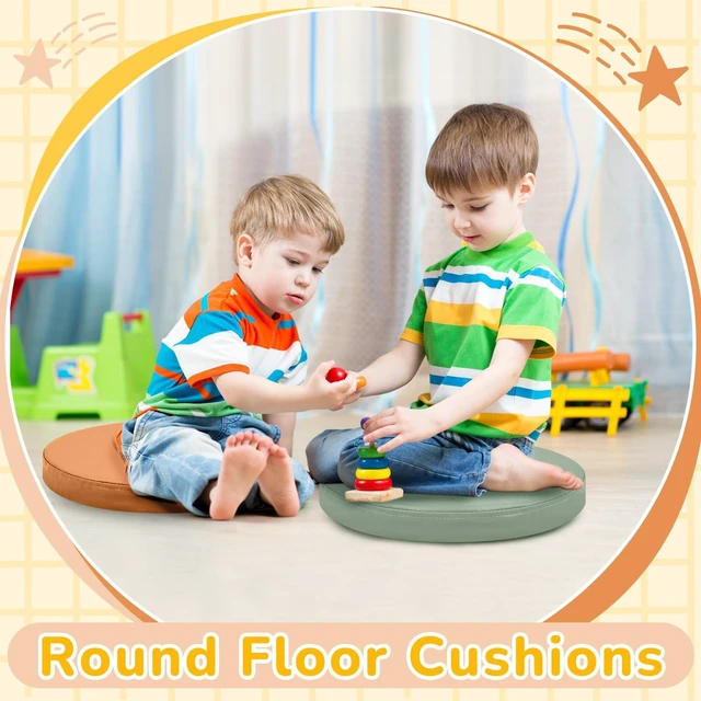 Alt view image 4 of 7 - 8 Pcs Floor Cushions Kids, Boho Color, 13.8 x 13.8 x 2 Inch Extra Thick 2" Flexible Seating Classroom, Assorted Colored Floor Pillow, Soft Round Cushions for Kids Students Office School
