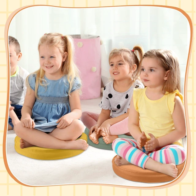 Alt view image 6 of 7 - 8 Pcs Floor Cushions Kids, Boho Color, 13.8 x 13.8 x 2 Inch Extra Thick 2" Flexible Seating Classroom, Assorted Colored Floor Pillow, Soft Round Cushions for Kids Students Office School