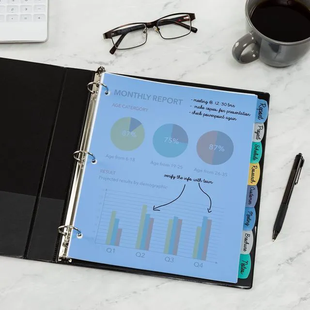 Alt view image 6 of 7 - ® Big Tab Write & Erase Plastic Dividers, 8-Tab, Color, 24 Sets For Organizing and Relabeling Binder Sections, Tear-Resistant Reusable Tabs, 3-Hole Punched, For 3-Ring Binders