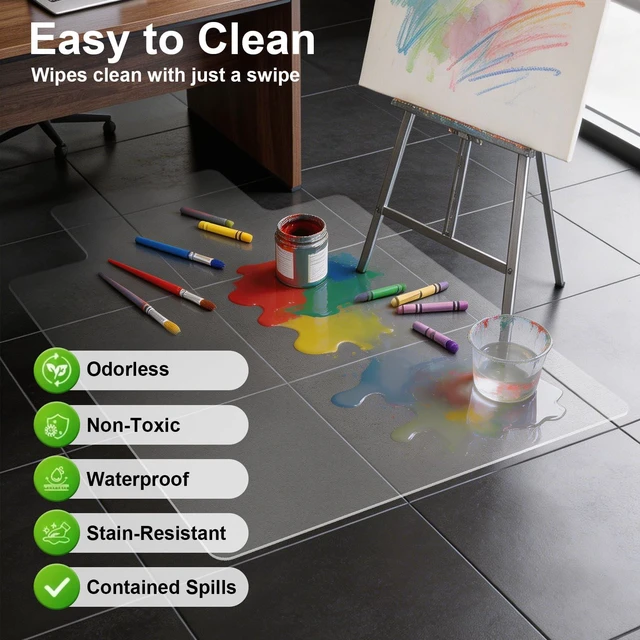 Alt view image 3 of 6 - Clear Chair Mat for Hard Floor, 36" x 48" Heavy Duty Desk Mat, Convex Durable Thick PVC, Anti-slip Grip Backing, Smooth Rolling Surface, Scratch-resistant Surface