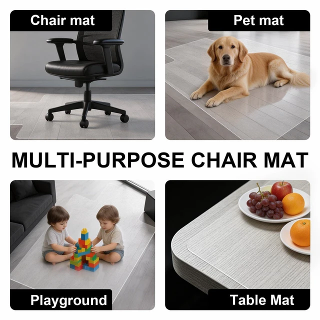 Alt view image 6 of 6 - Clear Chair Mat for Hard Floor, 36" x 48" Heavy Duty Desk Mat, Convex Durable Thick PVC, Anti-slip Grip Backing, Smooth Rolling Surface, Scratch-resistant Surface