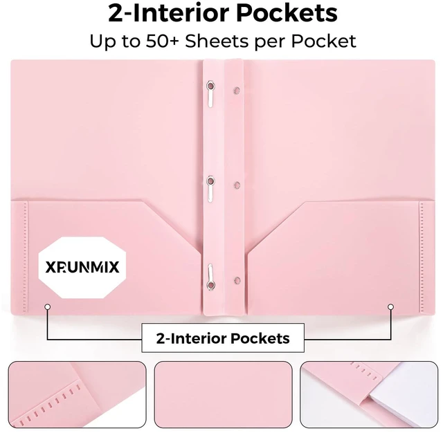 Alt view image 4 of 7 - Two-Pocket-Folders with 3 Prongs, Letter Size Plastic Folders with Pockets and Prongs, Poly Plastic Folders for Office & School. 6 Pastel Colors (Assorted Colors - 12 Packs)