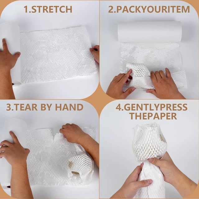 Alt view image 5 of 7 - Honeycomb Packing Paper, 12" x 100' Packing Paper Substitute Alternative for Bubble Cushioning Wrap for Moving Shipping Packaging Mailing, Recyclable Moving Supplies Bubble Packing Wrap Roll-White