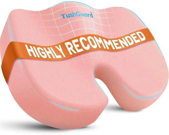 Main image of Memory Foam Seat Cushion for Office Chair, Car Seat, Pink, XL Office Chair Cushion for Car, Airplane - Chair Pad for Long Sitting Sciatica, Hip, Coccyx,Tailbone Pain Relief, Butt Pillow