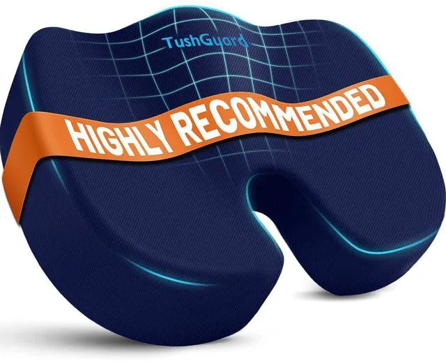 Main image of Memory Foam Seat Cushion for Office Chair, Car Seat, Blue, XL Office Chair Cushion for Car, Airplane - Chair Pad for Long Sitting Sciatica, Hip, Coccyx,Tailbone Pain Relief, Butt Pillow