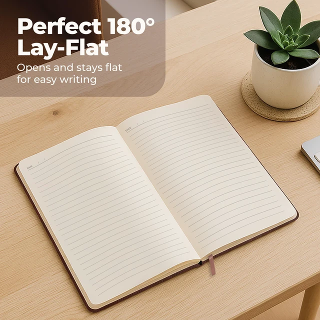 Alt view image 4 of 7 - 3 Pack A5 Lined Leather Journals for Writing - 300 Pages Each Notebook Thick hardcover journals for writing. Journal for men & women. Premium leather bound notebook for work & daily journaling