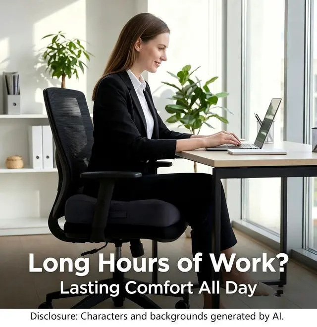 Alt view image 2 of 7 - Office Chair Cushion Pillow Adult Seat Cushions for Short People Car Booster Effectively Increase Field of View Lower Back Fatigue Relief, Cars Office Home Anti-Slip 18x18x4.7"Black-Medium
