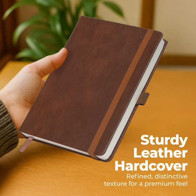 Alt view image 5 of 7 - 3 Pack A5 Lined Leather Journals for Writing - 300 Pages Each Notebook Thick hardcover journals for writing. Journal for men & women. Premium leather bound notebook for work & daily journaling