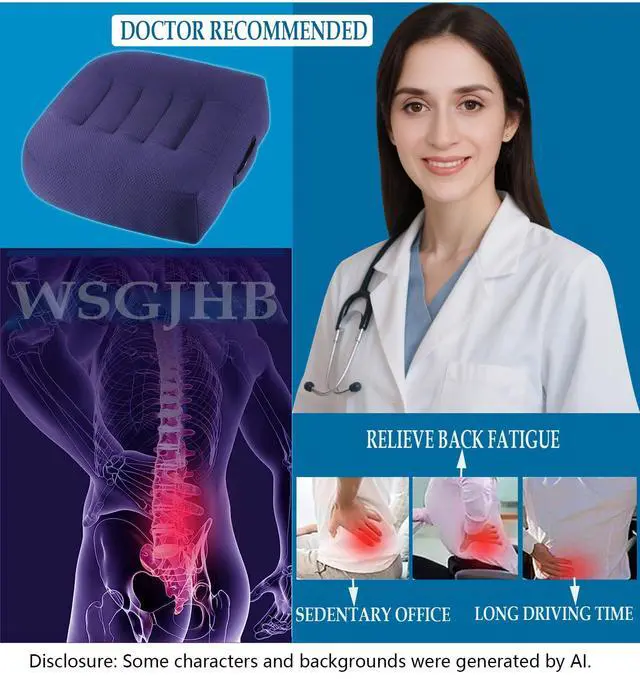 Alt view image 4 of 7 - Office Chair Cushion Pillow Adult Car Booster Seat Cushions Seat Cushions for Short People Effectively Increase Field of View Lower Back Fatigue Relief, for Home Anti-Slip 18x18x4.7"