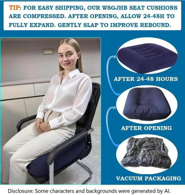 Alt view image 7 of 7 - Office Chair Cushion Pillow Adult Car Booster Seat Cushions Seat Cushions for Short People Effectively Increase Field of View Lower Back Fatigue Relief, for Home Anti-Slip 18x18x4.7"