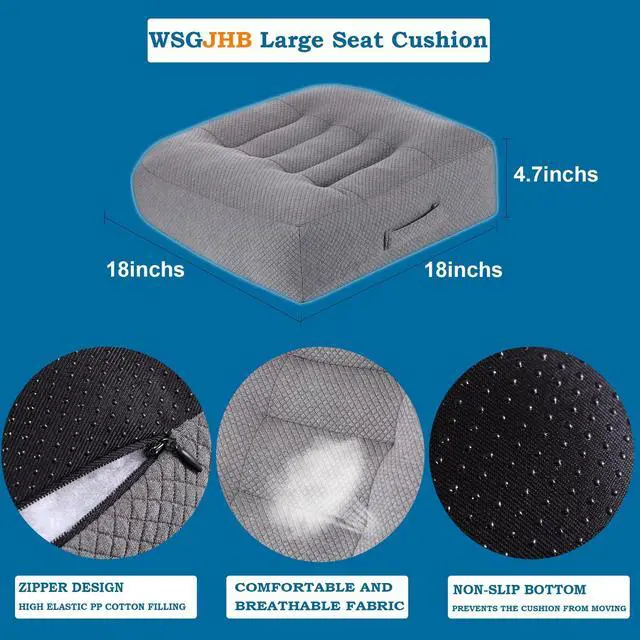 Alt view image 7 of 7 - Office Chair Cushion Pillow Adult Car Booster Seat Cushions Seat Cushions for Short People Effectively Increase Field of View Lower Back Fatigue Relief, for Home Anti-Slip 18x18x4.7"