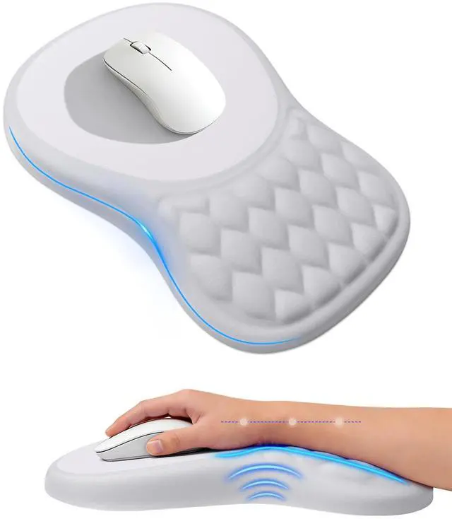 Main image of Ergonomic Mouse Pad with Sloped Memory Foam Wrist Rest 3D Textured Wrist Cushion, Smooth Lycra Surface, Non-Slip PU Base, Comfortable Support for Office/Home Computer Desks