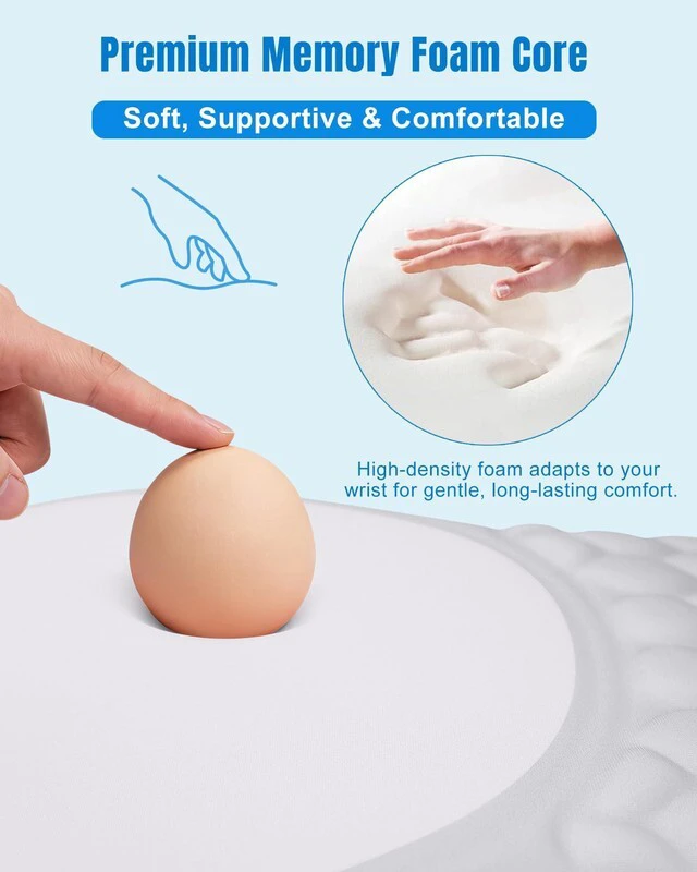 Alt view image 3 of 7 - Ergonomic Mouse Pad with Sloped Memory Foam Wrist Rest 3D Textured Wrist Cushion, Smooth Lycra Surface, Non-Slip PU Base, Comfortable Support for Office/Home Computer Desks