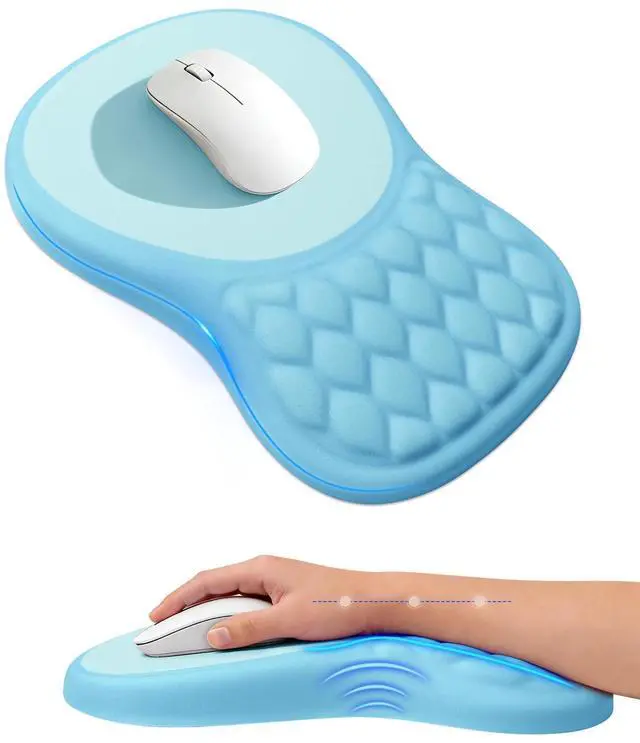 Main image of Ergonomic Mouse Pad with Sloped Memory Foam Wrist Rest 3D Textured Wrist Cushion, Smooth Lycra Surface, Non-Slip PU Base, Comfortable Support for Office/Home Computer Desks