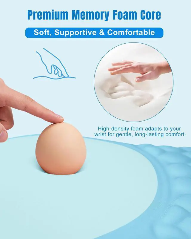Alt view image 3 of 7 - Ergonomic Mouse Pad with Sloped Memory Foam Wrist Rest 3D Textured Wrist Cushion, Smooth Lycra Surface, Non-Slip PU Base, Comfortable Support for Office/Home Computer Desks