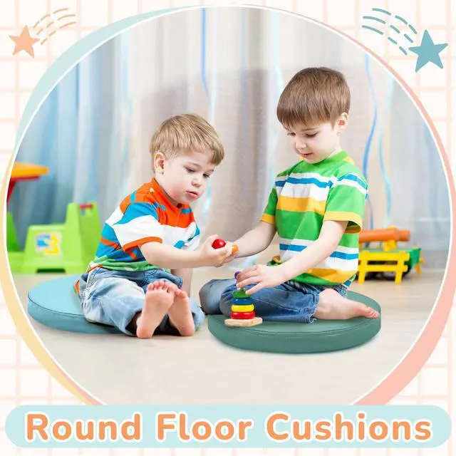 Alt view image 5 of 7 - 8 Pcs Floor Cushions Kids, Retro Groovy Color, 13.8 x 13.8 x 2 Inch Extra Thick 2" Flexible Seating Classroom, Assorted Colored Floor Pillow, Soft Round Cushions for Kids Students Office School