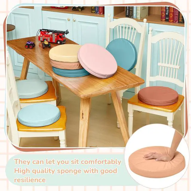 Alt view image 6 of 7 - 8 Pcs Floor Cushions Kids, Retro Groovy Color, 13.8 x 13.8 x 2 Inch Extra Thick 2" Flexible Seating Classroom, Assorted Colored Floor Pillow, Soft Round Cushions for Kids Students Office School